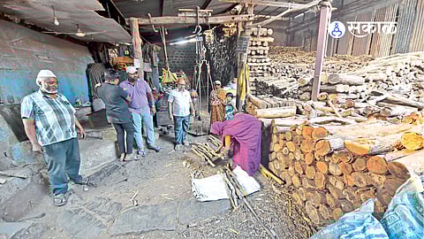 Customers buying firewood