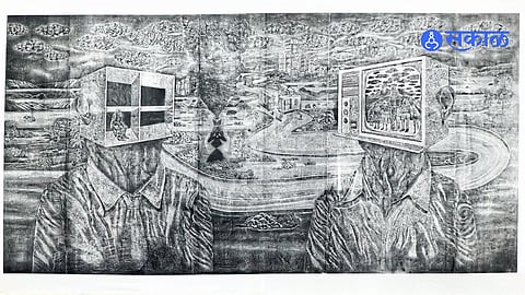 Mangesh Kapse Explores Human Bonds Through Symbolic Woodcut Art