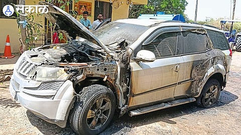 Youth Torches Sarpanch’s Husband’s Car in Anger Over Social Issue