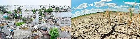 एकीकडे असलेला दुष्काळ दुसरीकडील पूर परिस्थिती.