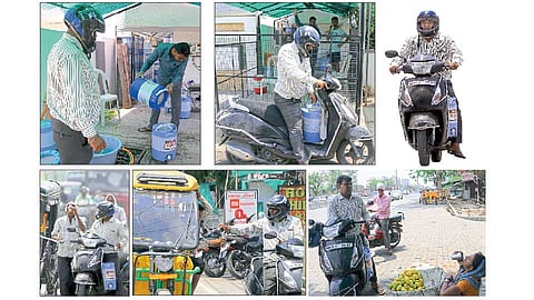 नागपूर - वाढत्या उन्हात वाटसरूंच्या तृष्णातृप्तीसाठी आशीष पंडित सूर्य माथ्यावर आला की, घराबाहेर पडतात. पाण्याच्या कॅन गाडीवर सोबत घेतात. त्यांच्या दिवसभराच्या सेवाभावाची टिपलेली चित्रझलक.