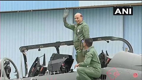 Familiarization sortie on LCA Tejas by Defence Minister Rajnath Singh