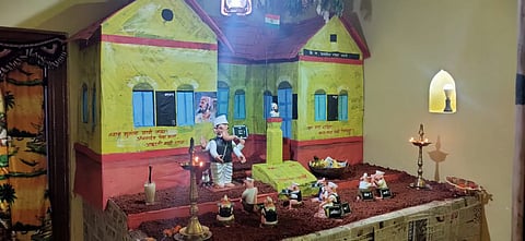 The scene of Ganaraya and student in gaon konkan sindhudurg