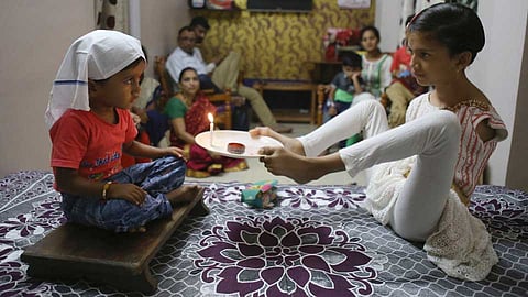 special sister tie Rakhi to brother