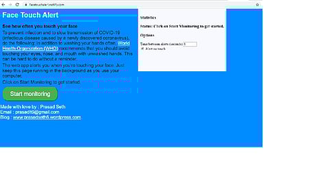 The Face Touch Alert App has been created to prevent infection by computer engineer Prasad Seth