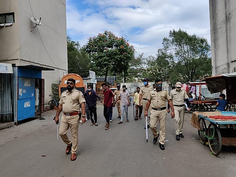 The goons have been turned away by the police at the place where the terror took place in Nigdi.jpg