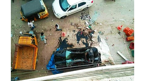 1 dead five injured after car falls off Bharat Nagar flyover in Hyderabad
