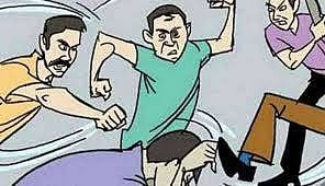 Fighting in two groups over the sound of a DJ