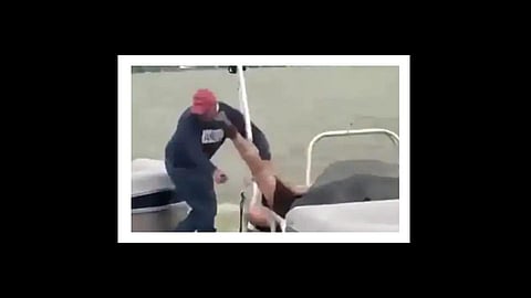 romantic proposal while standing on the boat-suddenly kicked in the face video viral