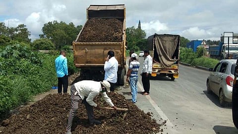 ...अन् शेवटी स्वखर्चातूनच केली मुंबई-पुणे महामार्गाची दुरुस्ती