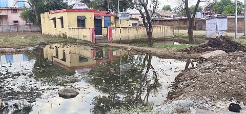 Akola News: Puddles of water around the Public Works Sub-Divisional Office at Manora