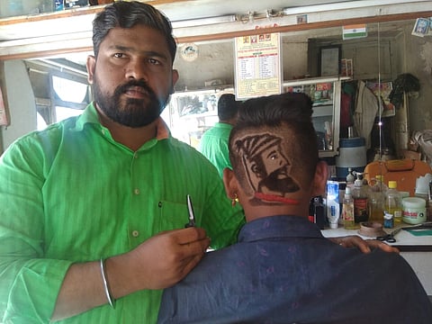 A replica of a Chhatrapati in the head