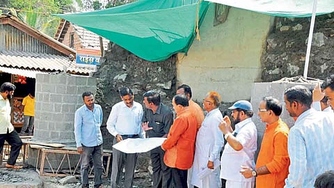 कसबा येथे संभाजी महाराजांच्या स्मारकाचे काम सुरू