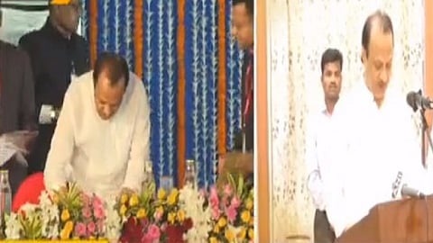 ncp leader ajit pawar take oath as a deputy chief minister for fourth time