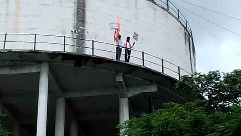Suicide attempt by going to the water tank at Latur for Maratha Reservation