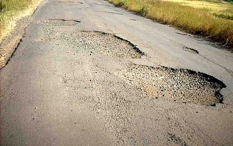 Pits on roads in Pathardi taluka
