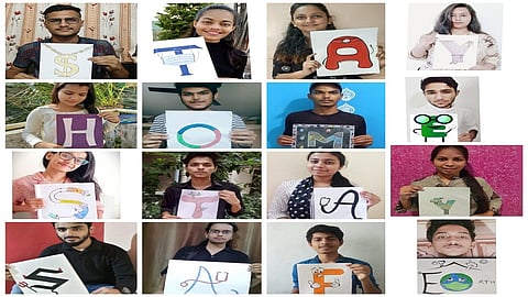 Pharmacy students use selfie to convey the message of social distance in pune