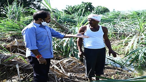 Sambhaji Nilangekar Visit Damaged Farm