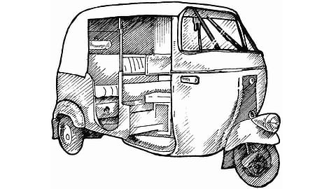 Rikshaws are traveling on the vandre mumbai Footpath