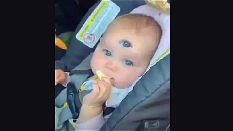 fact check video of three eyed miracle baby going viral but its edited