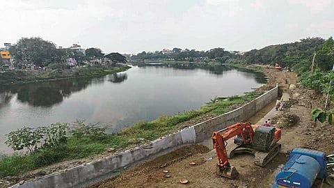 concrete wall was built along the Godavari river nashik marathi news