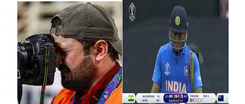 World Cup 2019 : धोनी बाद झाल्यावर तो फोटोग्राफर रडलाच नाही; खोटा फोटो व्हायरल