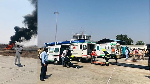 Vibration of fire mock drill at kolhapur airport marathi news