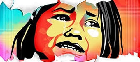 The lure of chocolate tortures a five-year-old girl