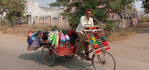 Gulmohammad Sheikh's business runs on a three wheeled rickshaw
