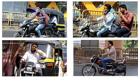 mobile talking on bike