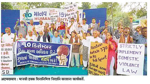 activists protesting for Human Rights Day