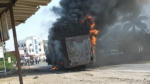 The container fires on the way