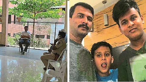 अंबड येथील तहसील कार्यालयातील बैठकीत मार्गदर्शन करताना उपविभागीय अधिकारी शशिकांत हदगल. दुसऱ्या छायाचित्रात शैल, श्लोकसह.