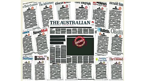 Australian newspapers black out front pages