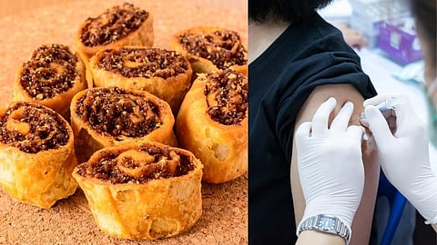 Chitale bandhu Gifting Bakarwadi to people After corona Vaccination