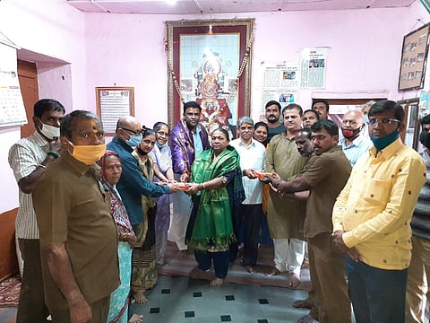 Diwali bonus was distributed to all the employees of the temple committee at Akkalkot.jpg
