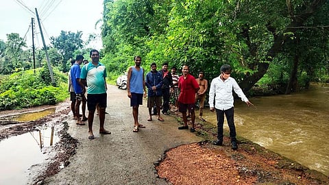 The bike went through the flood vegurle taluka