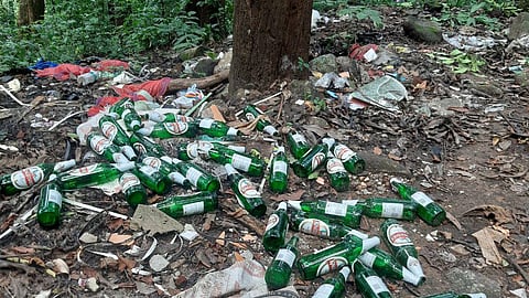 Bottles of liquor in Malgaon valley of Sindhudurg district