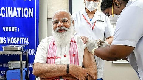 pm modi get covid 19 vaccine dose