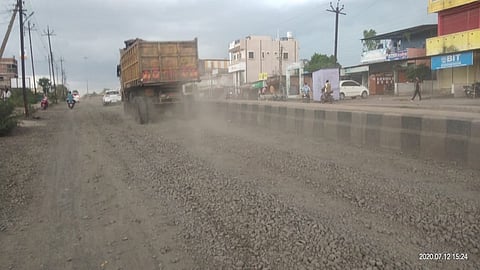 There is no road for 1 kilo meter on national highway