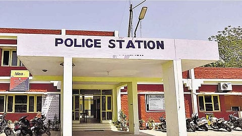 Family members bring mortal remains of a man police station