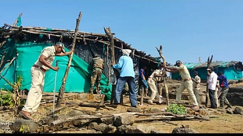 Removed encroachments on Harishchandra fort in Akole taluka