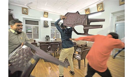 Case File against 19 people Congress building vandalism in pune