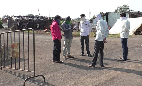 Teachers inspect vehicles at Akola News district boundary