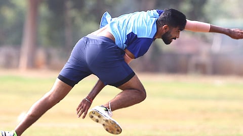 Jasprit Bumrah practices in nets in Vizag