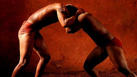 Even though there is no field, wrestling practice continues