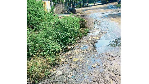 एमआयडीसी, भोसरी - येथील एफ-२ ब्लॉकमधील आयुर्वेदिक दवाखान्याजवळील रस्त्यावरून वाहत असलेले दुर्गंधीयुक्त पाणी.