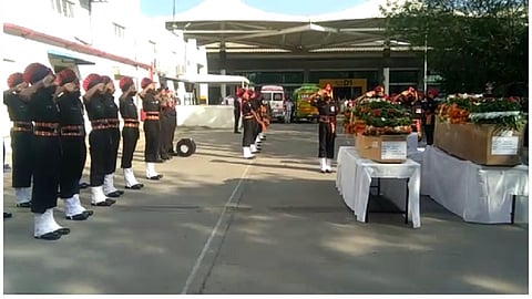 Martyred soldiers Sujit Kirdat and Nagnath Lobhe were saluted by the Army at Pune Airport