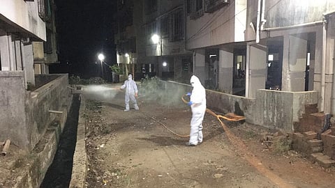 Sanitising at Shahapur