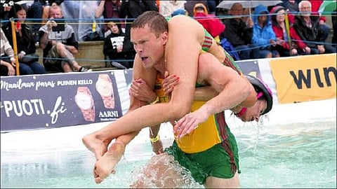 Lithuanian couple won world wife carrying championship